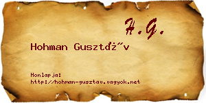 Hohman Gusztáv névjegykártya