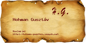 Hohman Gusztáv névjegykártya